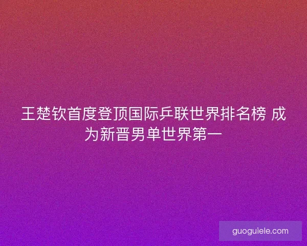 王楚钦首度登顶国际乒联世界排名榜 成为新晋男单世界第一
