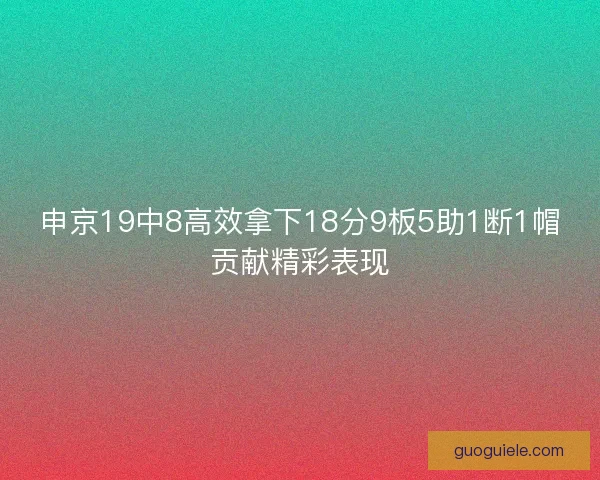 申京19中8高效拿下18分9板5助1断1帽贡献精彩表现