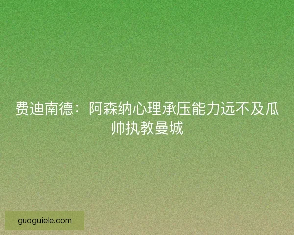 费迪南德：阿森纳心理承压能力远不及瓜帅执教曼城