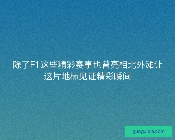 除了F1这些精彩赛事也曾亮相北外滩让这片地标见证精彩瞬间